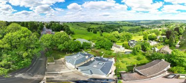 High Angle Panoramic View of Historical Bath City of England United Kingdom During Partially Cloudy Day of May 27th, 2024, Aerial Footage Was Captured with Drone's Camera During Bright Sunny Day with few Clouds. clipart