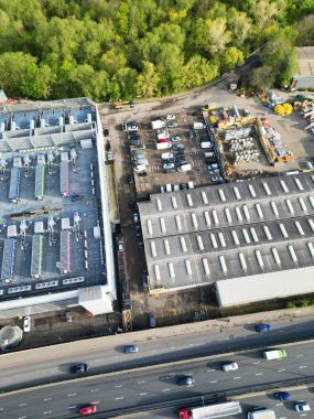 High Angle View of Brent Cross West Hendon London City of England United Kingdom, High Angle Drone's Camera Footage Was Captured on April 17th, 2024 from Medium High Altitude. clipart