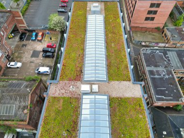 Aerial View of Historical Sheffield City Centre at English county of South Yorkshire, England, United Kingdom. High Angle Footage Was Captured with Drone's Camera During Sunset on April 29th, 2024 from Medium High Altitude. clipart