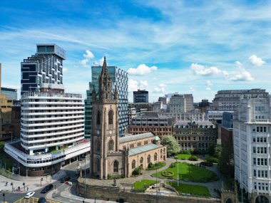 Historical and Modern Central Town Center and Downtown Buildings at British City Centre of Liverpool, Maritime city in northwest England, United Kingdom on Beach and Ocean Docks. May 5th, 2024.  clipart