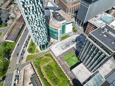 Historical and Modern Central Town Center and Downtown Buildings at British City Centre of Liverpool, Maritime city in northwest England, United Kingdom on Beach and Ocean Docks. May 5th, 2024.  clipart