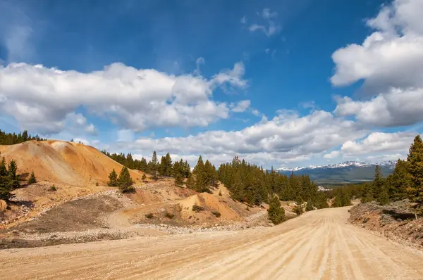 Colorado 'nun göbeğinde bir yolculuk, bu görüntü dağların ham doğasıyla çamların arasından geçen davetkar bir toprak yolu birleştirir.