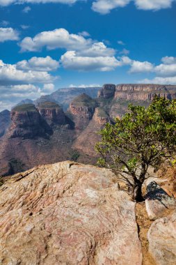 Three Rondavels a geological wonder in South Africas Blyde River Canyon are like domed beehives huts The Three Roundavels are also called Three Sisters on the Panorama Route in Mpumalanga. clipart