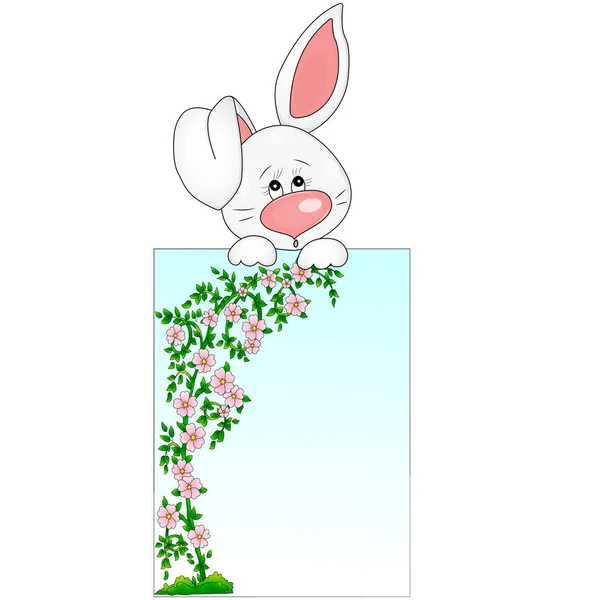 Tavşan bir poster tutuyor.