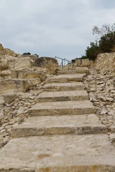 Escalier Antique Pierre Blanche Montant Musée Des Paphos — Photo