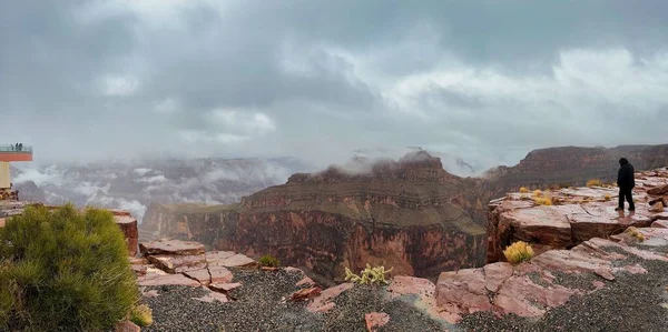 Panorama Bord Ouest Grand Canyon Surplombant Skywalk Par Une Journée — Photo
