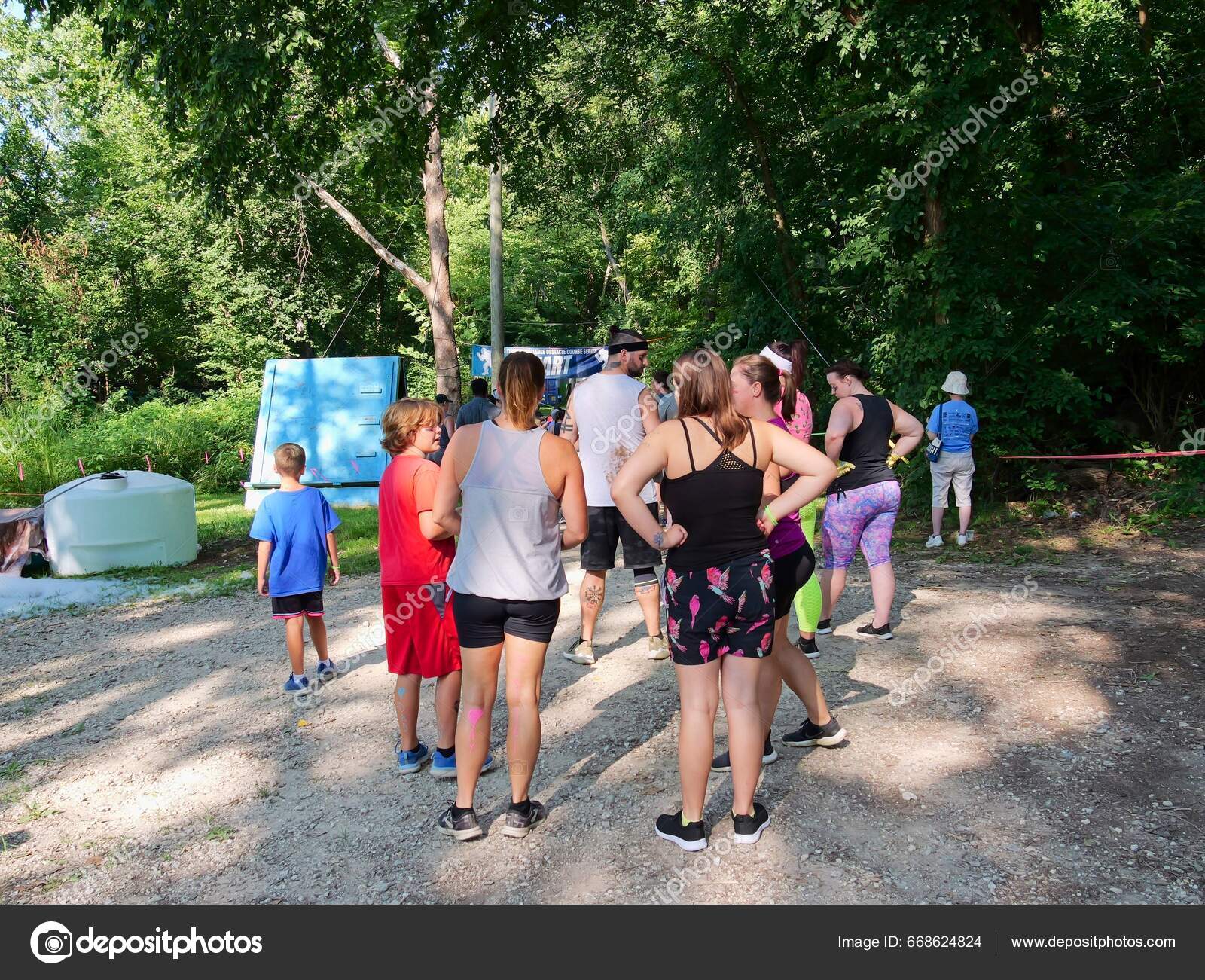 Bonner Springs Kansas July 2023 Timber Challenge Obstacle Course Family Stock Editorial Photo