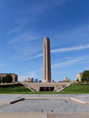 Kansas City, Missouri - 29 Temmuz 2023: KCMO 'daki Özgürlük Anıtı ve Birlik İstasyonu