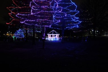 Lenexa, Kansas - 22 Aralık 2023: Sar Ko Par Kark 'ta inanılmaz güzel bir Noel ışığı gösterisi