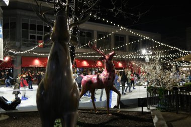 Overland Park, Kansas - 30 Aralık 2023 Şehir Merkezi Plaza Parkı 'nda buz pateni