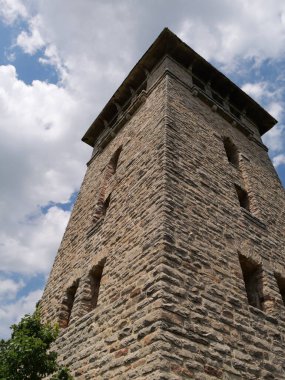 Camdenton, Missouri - 22 Haziran 2024: Ha Ha Tonka Eyalet Parkı Kalesi Ozarks Gölü yakınlarındaki harabeler