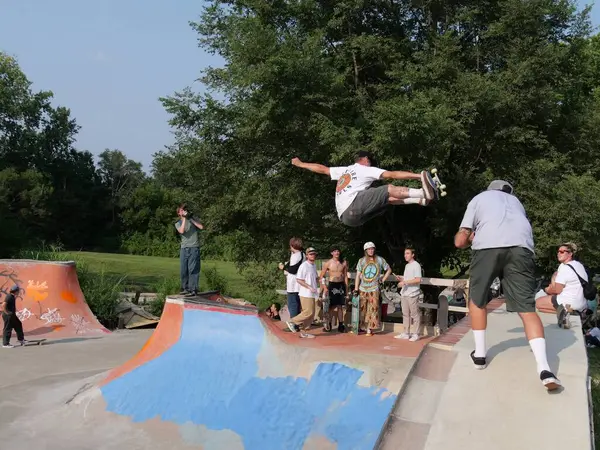 stock image Kansas City, Missouri - July 26, 2024: Thrasher Weekend Converse Community Skate Jam at Harrison Street DIY