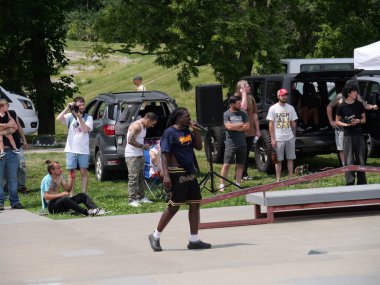 Kansas City, Missouri - July 27, 2024: Thrasher Weekend Converse Demo at Penn Valley Skatepark clipart