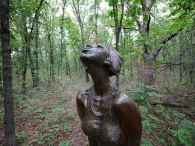 Overland Park, Kansas - 10 Ağustos 2024: Overland Park botanik bahçesi serin bulutlu bir yaz gününde