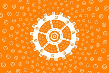 Dişlilerin görüntü dokusu arka plan, turuncu arka plan beyaz dişliler, ya da parfüm dişlisi dokusu