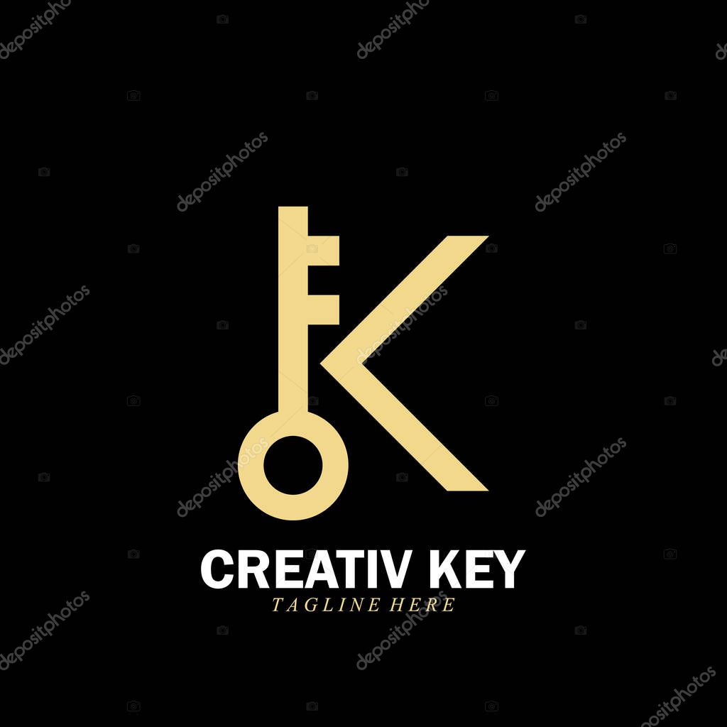 Letter K and key logo icon vector illustration template design