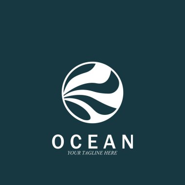 Okyanus dalgası deniz logosu vektör çizim şablonu