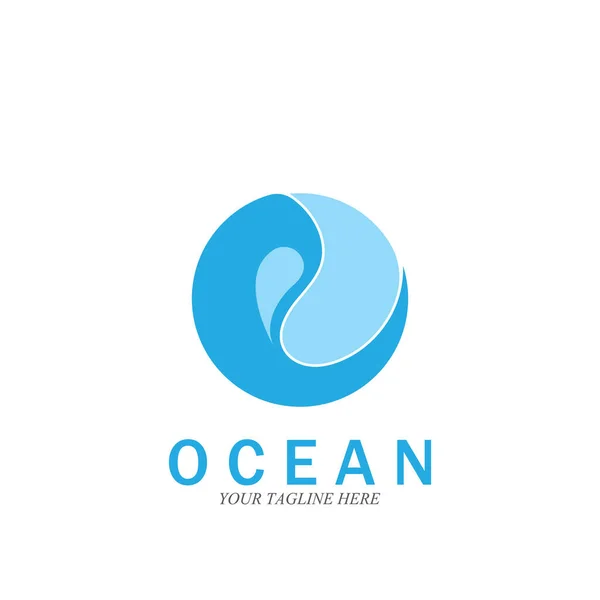 Okyanus Dalgası Deniz Logosu Vektör Çizim Şablonu — Stok Vektör