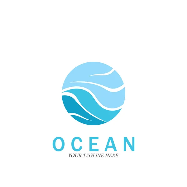 Okyanus Dalgası Deniz Logosu Vektör Çizim Şablonu — Stok Vektör