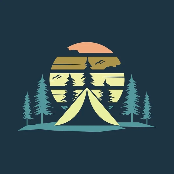 Camping Skog Utomhus Ikon Vektor Illustration Mall Design — Stock vektor