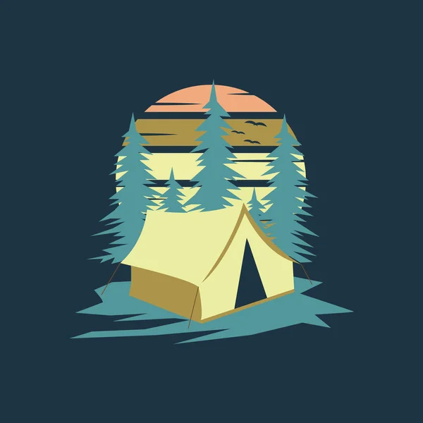 Κάμπινγκ Δάσος Υπαίθρια Εικονίδιο Διάνυσμα Εικονογράφηση Πρότυπο Σχεδιασμό — Διανυσματικό Αρχείο