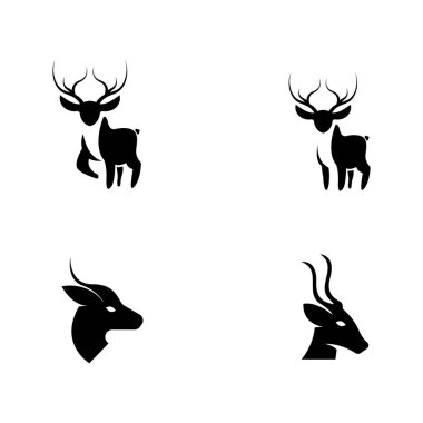 Geyik Boynuzları Logo Şablonu Çizim Tasarımı.