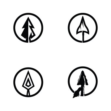 Antika Rustik Yerli Ok Ucu Mızrağı Hippi Logo Tasarımı Avı