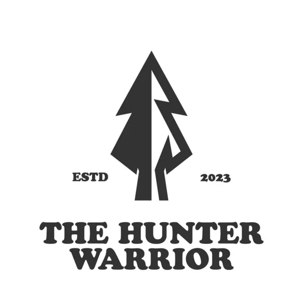 Vintage Retro Rustik Native Arrowhead Spjut För Arrow Hunting Hipster — Stock vektor