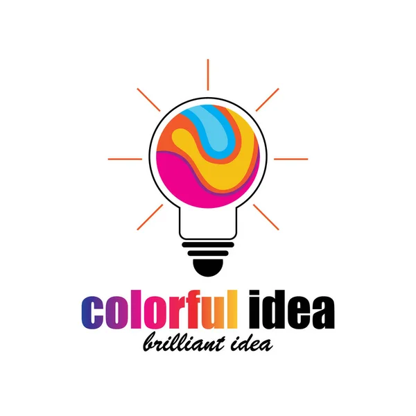 Colorfull Idea Con Lampadina Logo Icona Vettoriale Illustrazione Modello Design — Vettoriale Stock