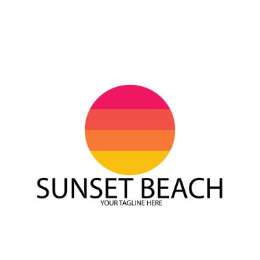 sunset beach ocean icon vector illustration template design