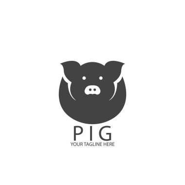 Basit domuz simgesi vektör illüstrasyon şablonu tasarımı