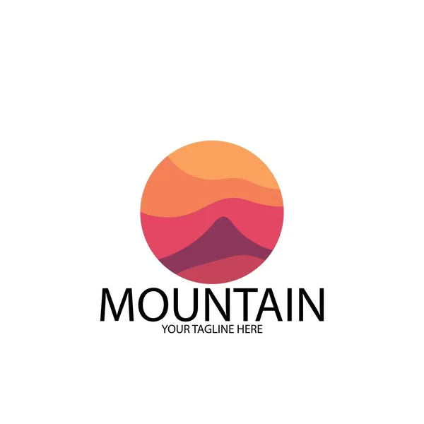Modèle Illustration Vectorielle Icône Montagne Coucher Soleil Isolé — Image vectorielle