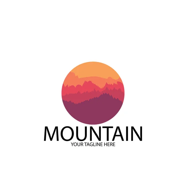Modèle Illustration Vectorielle Icône Montagne Coucher Soleil Isolé — Image vectorielle