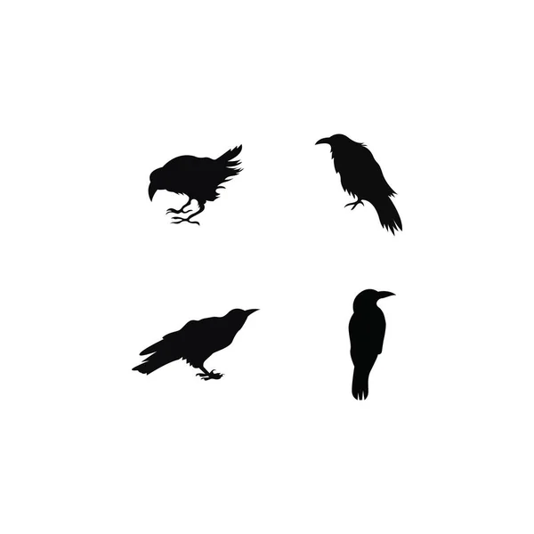 Черная Ворона Иконка Векторной Иллюстрации Шаблон — стоковый вектор