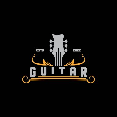 gitar vintage simge vektör çizim şablonu tasarımı