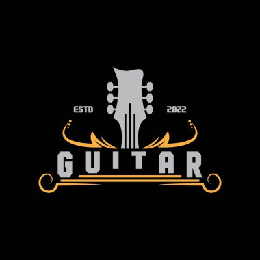 gitar vintage simge vektör çizim şablonu tasarımı