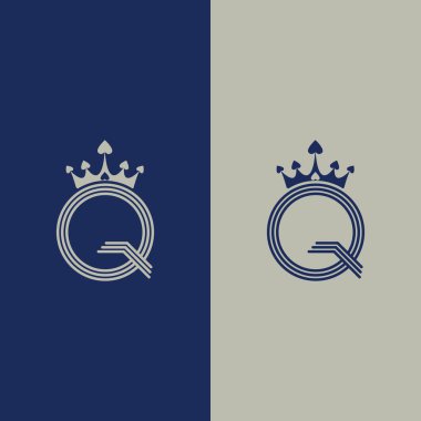Q harfi ve kraliçe simgesi vektör illüstrasyon şablonu tasarımı