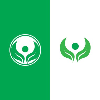 Comunity ve leaf simgesi vektör illüstrasyon şablonu tasarımı