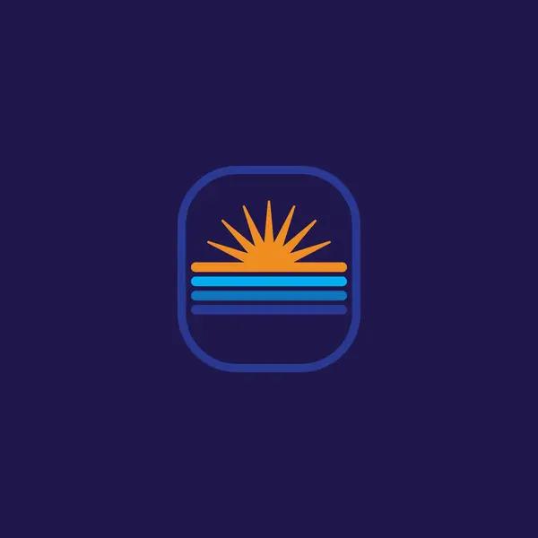 Sunset Beach Ocean Icon Vector Illustration Template Design — Vector de stoc