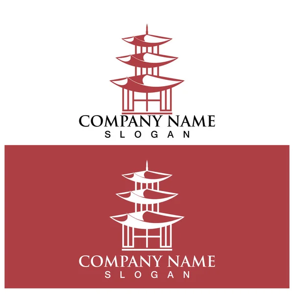 Pagoda Icon Vector Illustration Template Design — Stock Vector