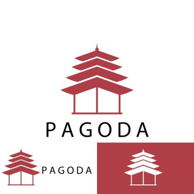 pagoda simge vektör çizim şablonu tasarımı