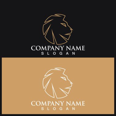 minimalist aslan simgesi vektör çizim şablonu tasarımı