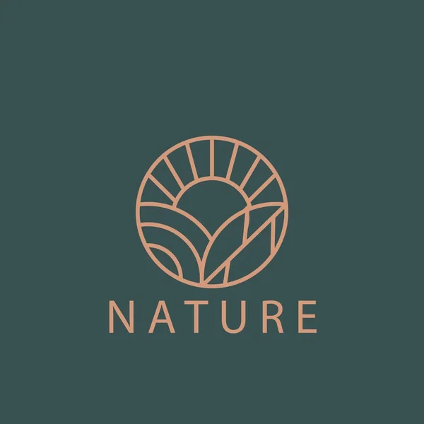 Natuurlijke Boerderij Zon Plant Pictogram Vector Illustratie Template Ontwerp — Stockvector
