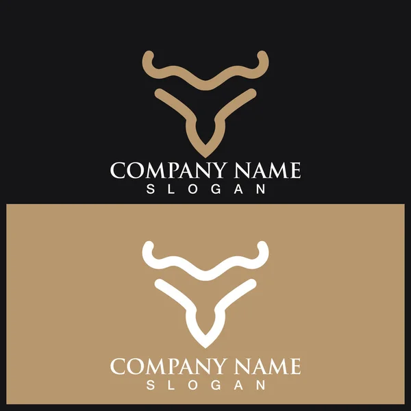 Minimalistisk Tjur Logotyp Ikon Vektor Illustration Mall Design — Stock vektor