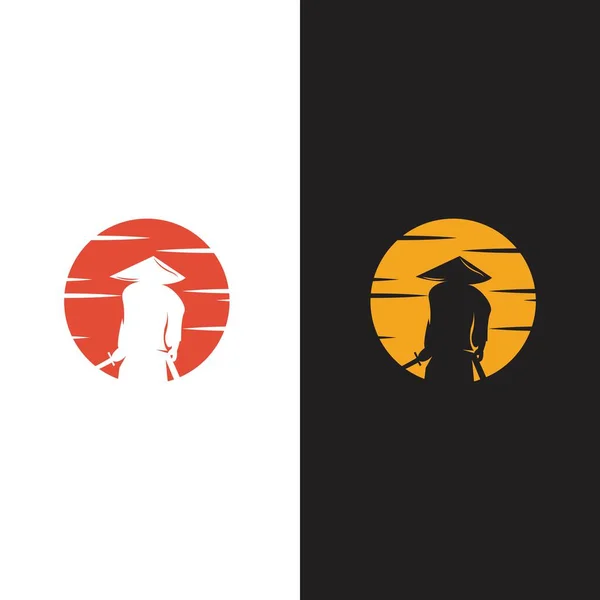 Samurai Ícone Vetor Ilustração Modelo Design — Vetor de Stock