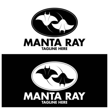 Tropikal Kara Manta Işını Balık Balık Yaşam logosunun silueti