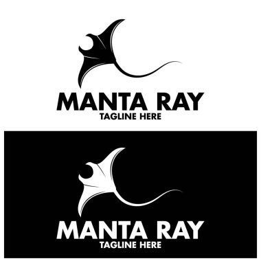 Tropikal Kara Manta Işını Balık Balık Yaşam logosunun silueti