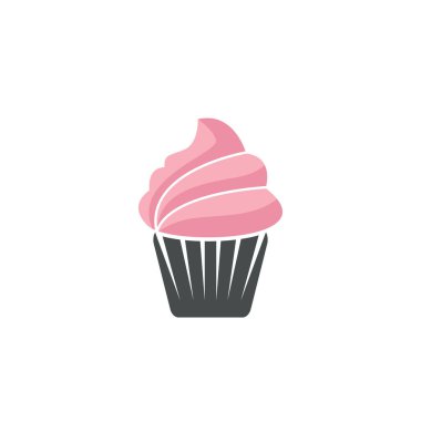 Lezzetli cupcake ikonu vektör illüstrasyon şablonu tasarımı