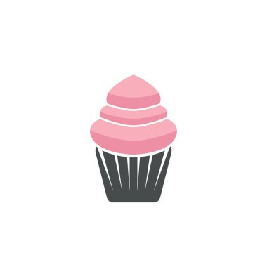 Lezzetli cupcake ikonu vektör illüstrasyon şablonu tasarımı