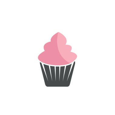 Lezzetli cupcake ikonu vektör illüstrasyon şablonu tasarımı